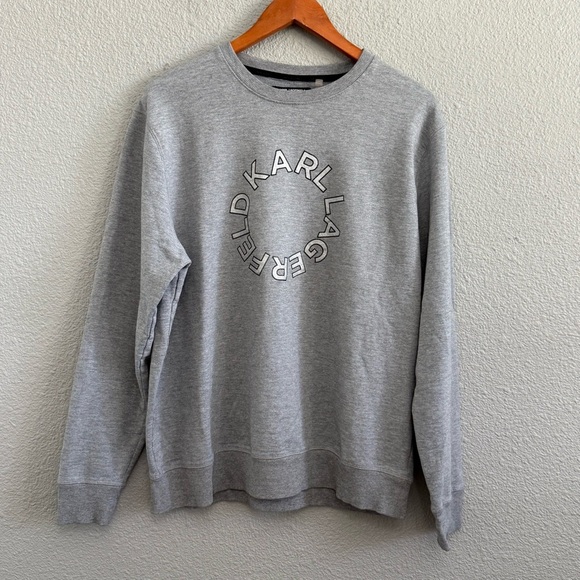 Karl Lagerfeld Paris Circle Logo Crewneck Sweater Size Large French Terry - Picture 1 of 5